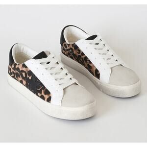 Steve Madden Philip Leopard Print Leather Sneakers Black Brown White 5